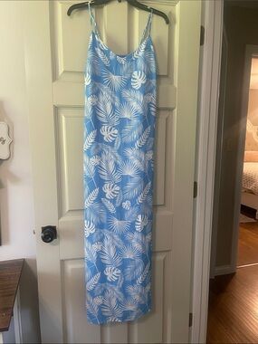 Pink Lily Blue & White Tropical Slip Dress